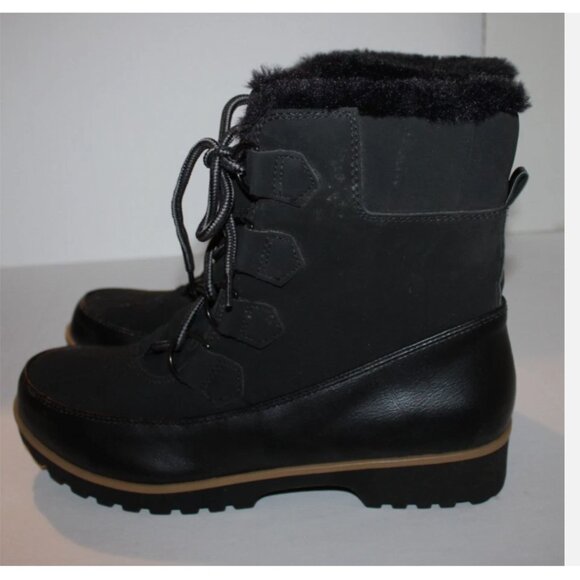 Black Weather Ready Boots 10 M JBU Lace Up Fleece Lined NWT Rubber Sole - Picture 3 of 5